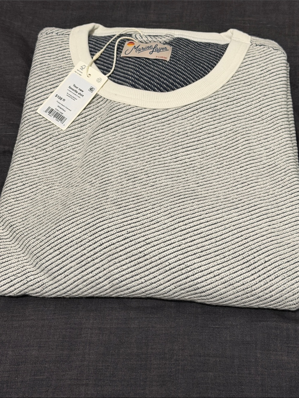 Marine Layer Portola Beach Crewneck Size XL White & Navy - Picture 1 of 5